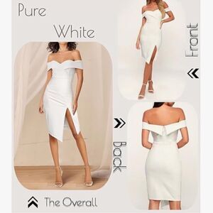 NWT Off The Shoulder Dresses Wedding Guest Cocktail Party Bodycon Split Dress